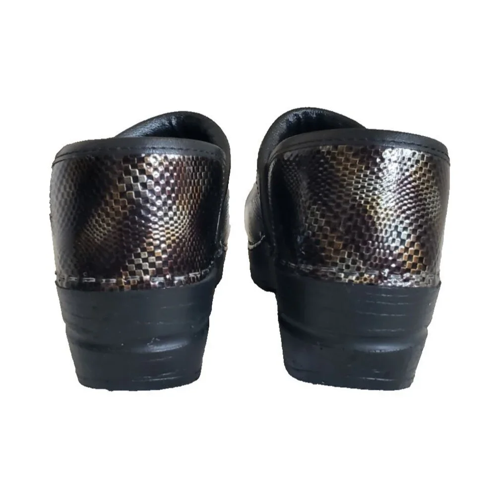 NEW Women's Sz 6 / 36 SANITA Patent Leather Clog Gold Bronze Black Silver Weave